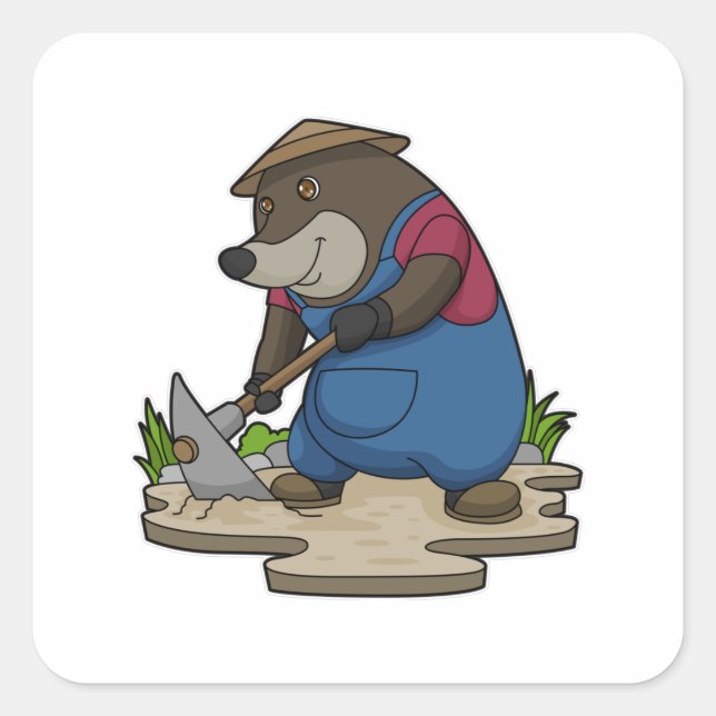 Mole as Farmer Square Sticker (Front)