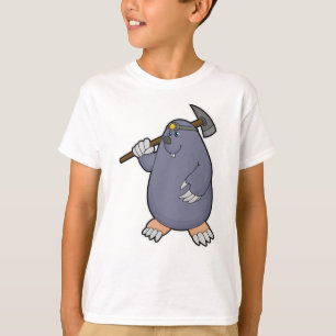Mole as Farmer with Pickaxe & Spotlight T-Shirt