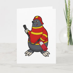 Mole as Firefighter with Fire extinguisher Card