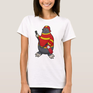 Mole as Firefighter with Fire extinguisher T-Shirt