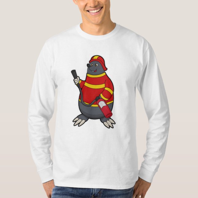 Mole as Firefighter with Fire extinguisher T-Shirt (Front)