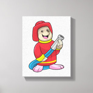 Mole as Firefighter with Hose Canvas Print