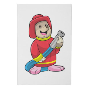 Mole as Firefighter with Hose Faux Canvas Print