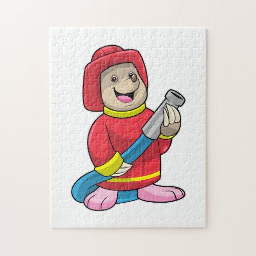 Mole as Firefighter with Hose Jigsaw Puzzle