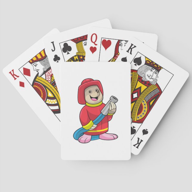 Mole as Firefighter with Hose Poker Cards (Back)