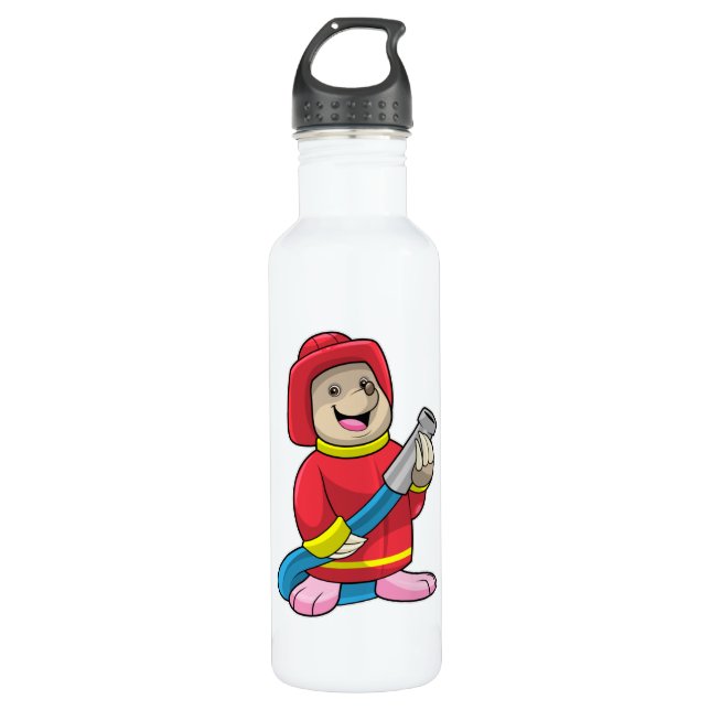 Mole as Firefighter with Hose Stainless Steel Water Bottle (Front)