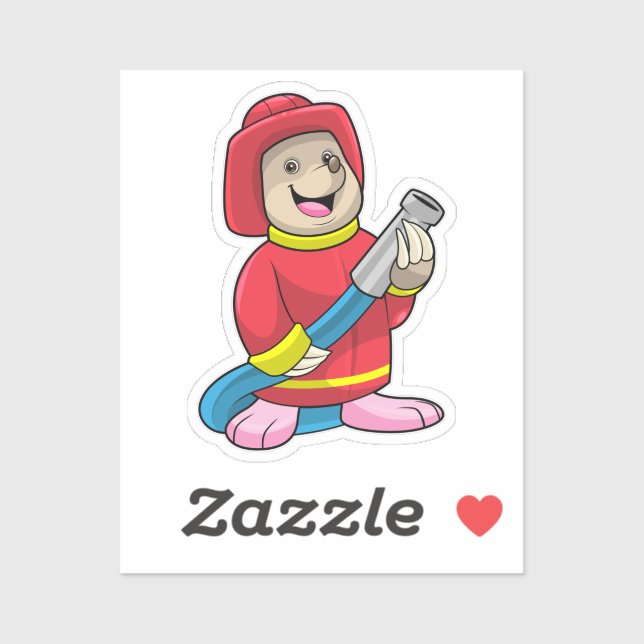 Mole as Firefighter with Hose Sticker (Sheet)