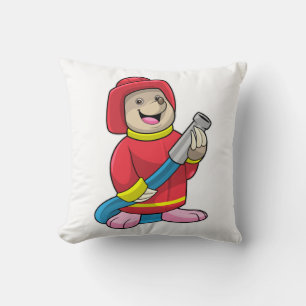 Mole as Firefighter with Hose Throw Pillow