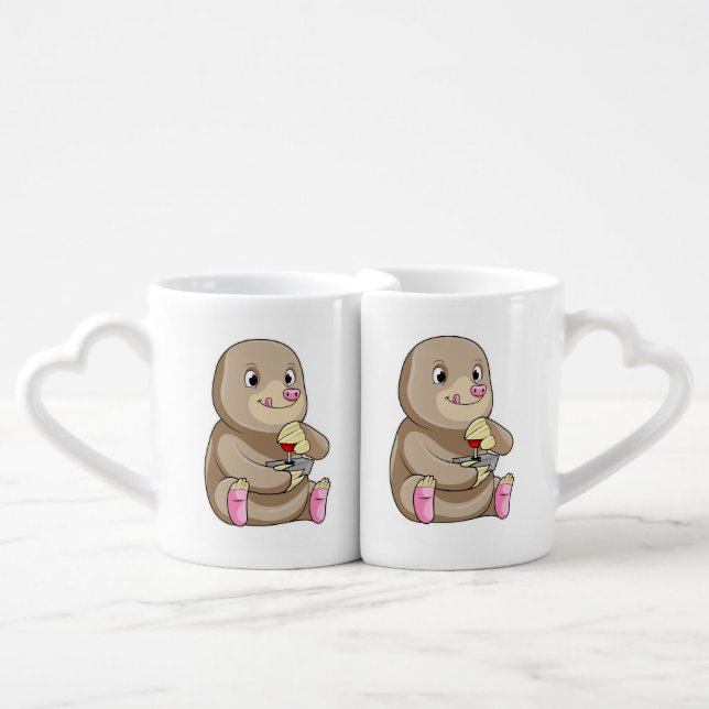 Mole as Gamer with Joystick Coffee Mug Set (Front Nesting)