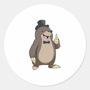 Mole as Groom with Tie Classic Round Sticker