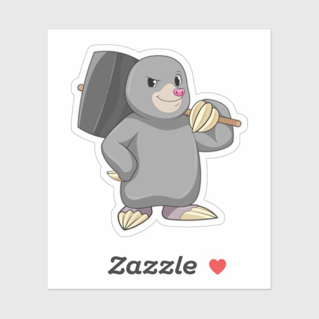 Mole as Handyman with Hammer Sticker (Sheet)