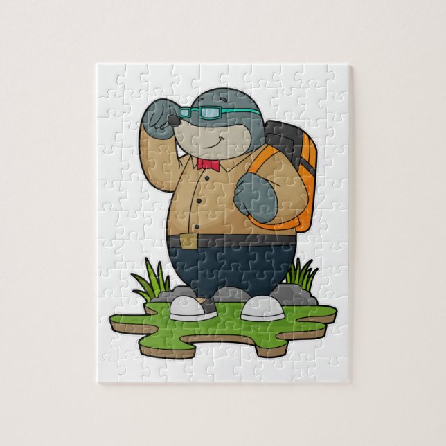 Mole as Hiker with Backpack Jigsaw Puzzle (Vertical)