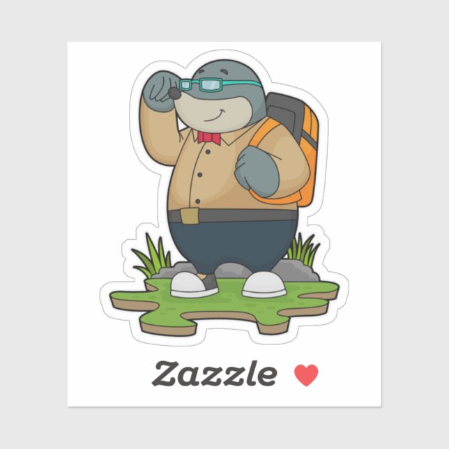 Mole as Hiker with Backpack Sticker (Sheet)