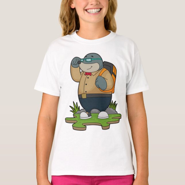 Mole as Hiker with Backpack T-Shirt (Front)