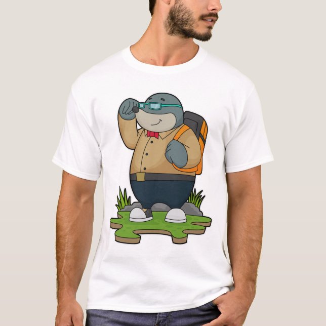 Mole as Hiker with Backpack T-Shirt (Front)