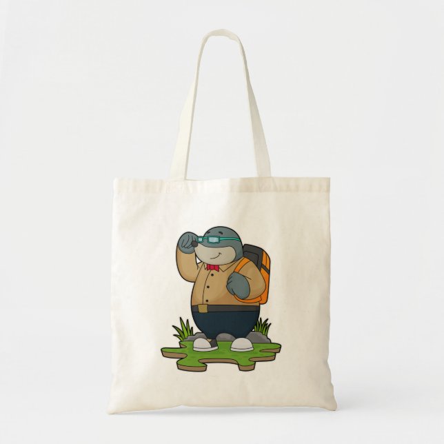 Mole as Hiker with Backpack Tote Bag (Front)