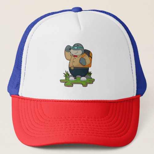 Mole as Hiker with Backpack Trucker Hat