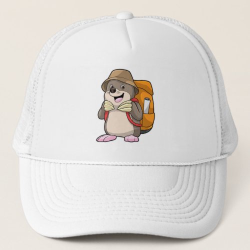 Mole as Hiker with Luggage Trucker Hat