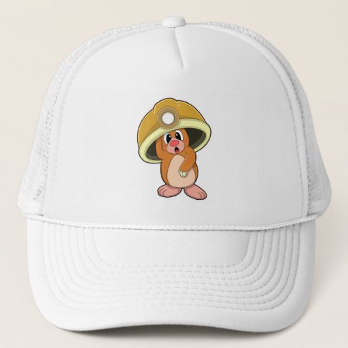 Mole as Miner with Helmet Trucker Hat