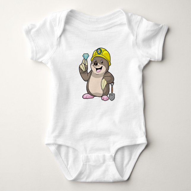 Mole as Miner with Shovel & Diamond Baby Bodysuit (Front)