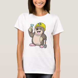 Mole as Miner with Shovel & Diamond T-Shirt