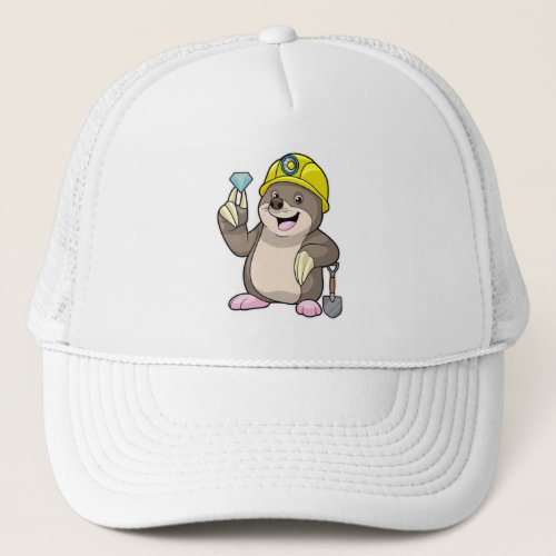 Mole as Miner with Shovel  Diamond Trucker Hat