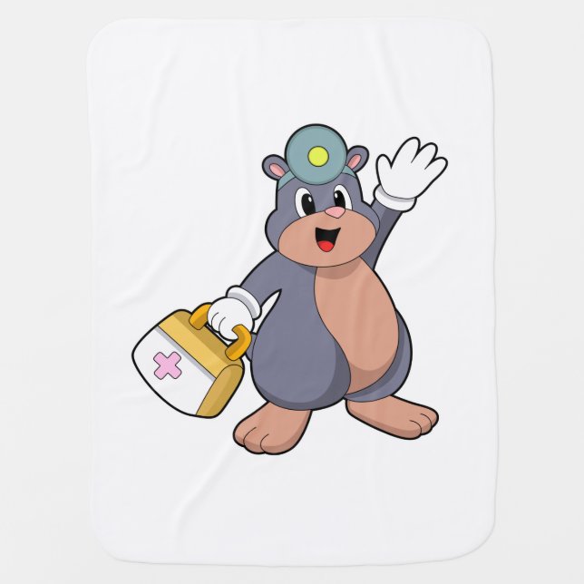 Mole as Nurse with First aid kit.PNG Baby Blanket (Front)