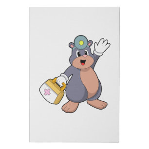 Mole as Nurse with First aid kit.PNG Faux Canvas Print