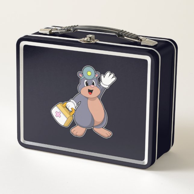 Mole as Nurse with First aid kit.PNG Metal Lunch Box (Front)