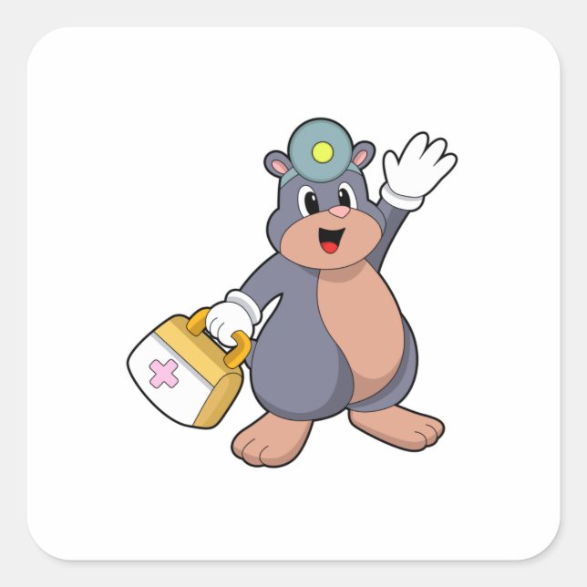 Mole as Nurse with First aid kit.PNG Square Sticker (Front)