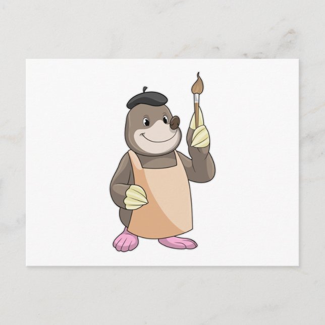 Mole as Painter with Paint brush Postcard (Front)