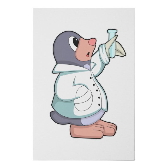 Mole as Scientist with Test tube Faux Canvas Print (Front)