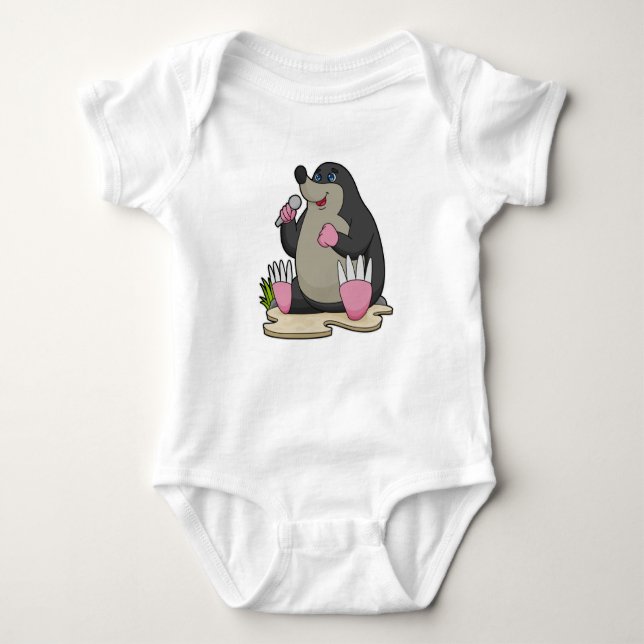 Mole as Singer with Microphone Baby Bodysuit (Front)