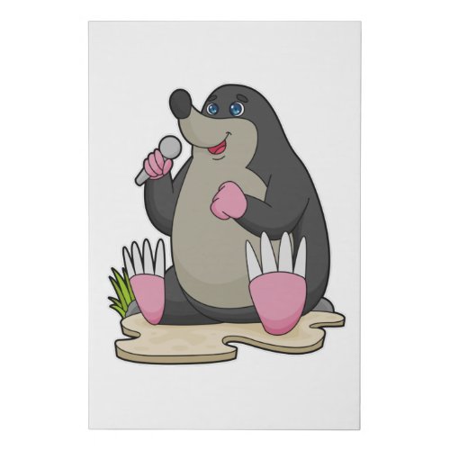 Mole as Singer with Microphone Faux Canvas Print