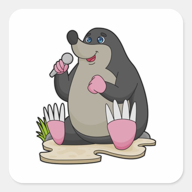 Mole as Singer with Microphone Square Sticker (Front)