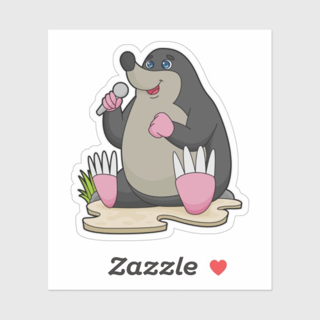 Mole as Singer with Microphone Sticker (Sheet)