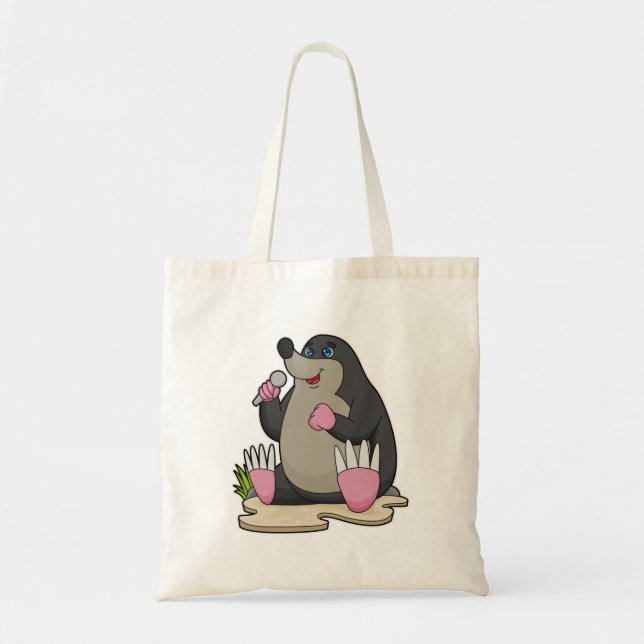Mole as Singer with Microphone Tote Bag (Front)