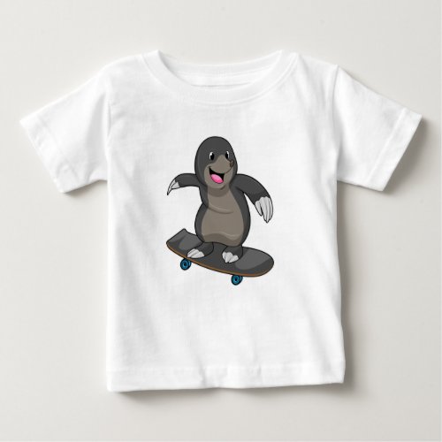 Mole as Skater with Skateboard Baby T_Shirt