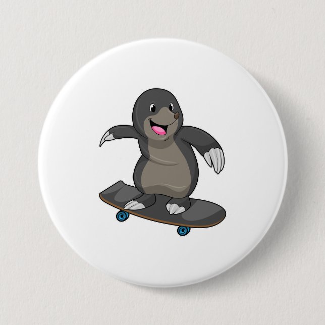 Mole as Skater with Skateboard Button (Front)