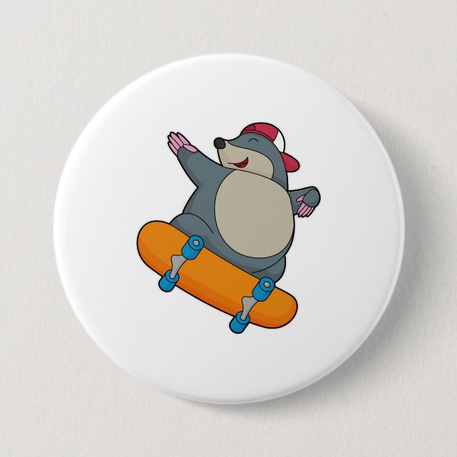 Mole as Skater with Skateboard Button (Front)