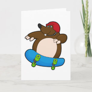 Mole as Skater with Skateboard & Helmet Card