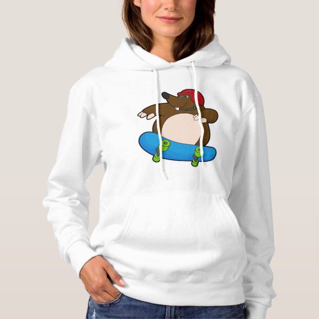 Mole as Skater with Skateboard & Helmet Hoodie (Front)