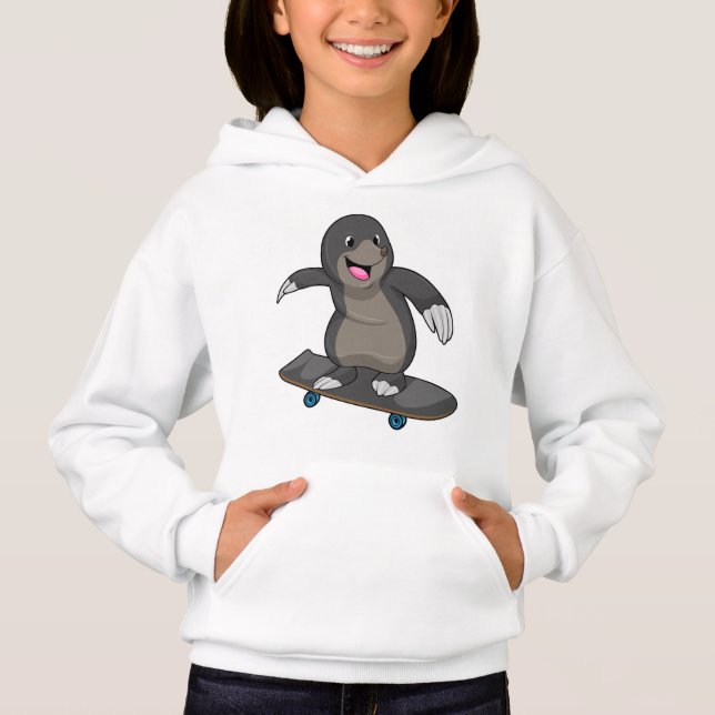 Mole as Skater with Skateboard Hoodie (Front)