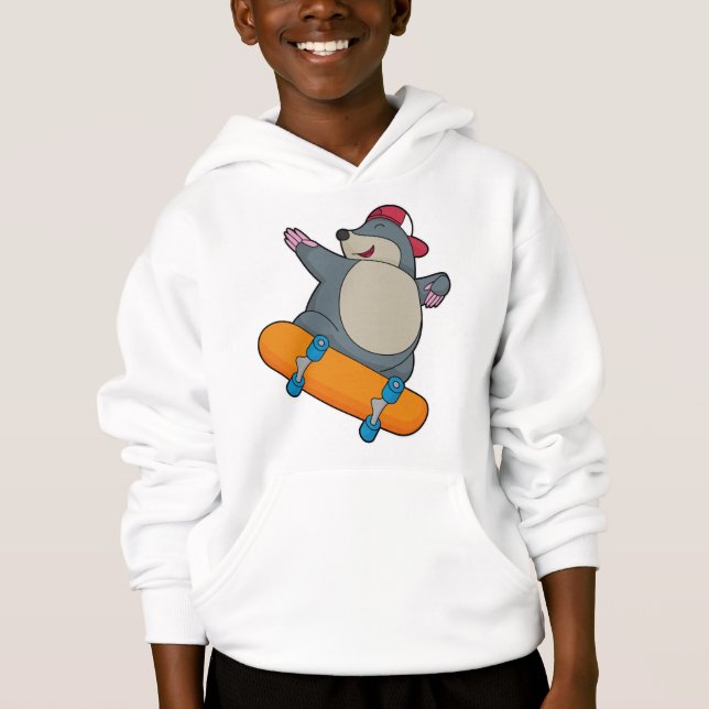 Mole as Skater with Skateboard Hoodie (Front)