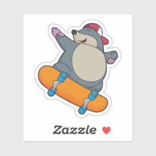 Mole as Skater with Skateboard Sticker