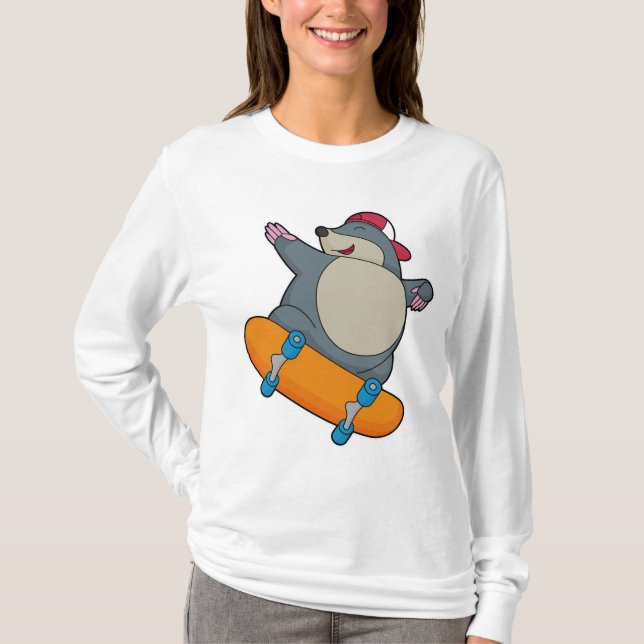 Mole as Skater with Skateboard T-Shirt (Front)