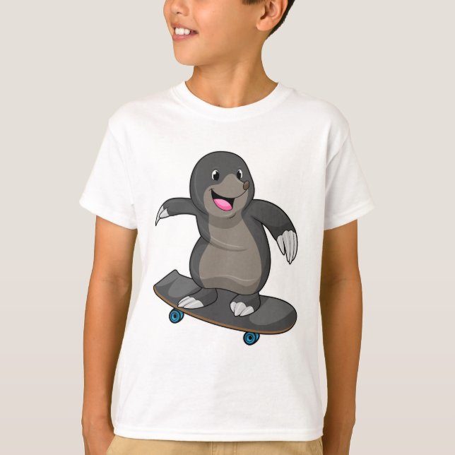 Mole as Skater with Skateboard T-Shirt (Front)