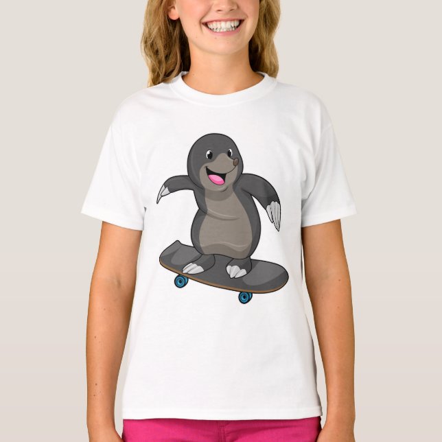 Mole as Skater with Skateboard T-Shirt (Front)