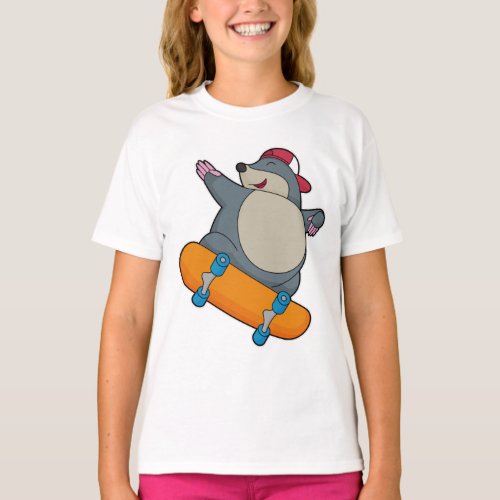 Mole as Skater with Skateboard T_Shirt