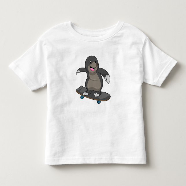 Mole as Skater with Skateboard Toddler T-shirt (Front)
